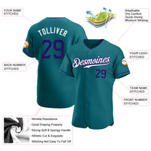 Load image into Gallery viewer, Custom Teal Purple-White Authentic Baseball Jersey

