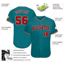 Load image into Gallery viewer, Custom Teal Red-Black Authentic Baseball Jersey
