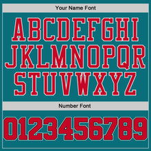 Load image into Gallery viewer, Custom Teal Red-Black Authentic Baseball Jersey
