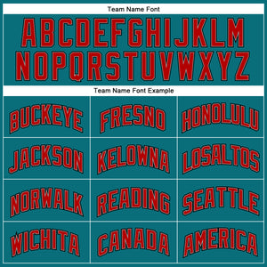 Custom Teal Red-Black Authentic Baseball Jersey