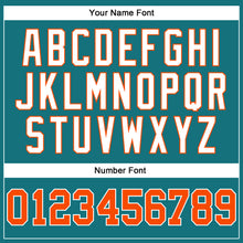 Load image into Gallery viewer, Custom Teal White Pinstripe Orange-White Authentic Baseball Jersey
