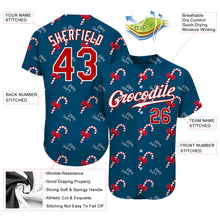 Load image into Gallery viewer, Custom Teal Red-White Christmas 3D Authentic Baseball Jersey

