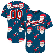 Load image into Gallery viewer, Custom Royal Red-White Christmas 3D Authentic Baseball Jersey
