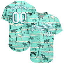 Load image into Gallery viewer, Custom Teal White-Teal 3D Pattern Design Hawaii Palm Trees Authentic Baseball Jersey
