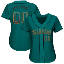 Load image into Gallery viewer, Custom Teal Black-Old Gold Authentic Drift Fashion Baseball Jersey
