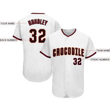 Load image into Gallery viewer, Custom White Black-Crimson Baseball Jersey
