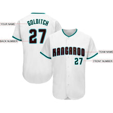 Load image into Gallery viewer, Custom White Black-Aqua Baseball Jersey
