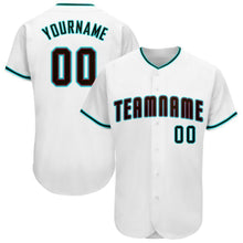 Load image into Gallery viewer, Custom White Black-Aqua Baseball Jersey
