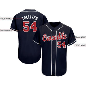 Custom Navy Red-White Baseball Jersey