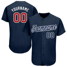 Load image into Gallery viewer, Custom Navy Red-White Baseball Jersey
