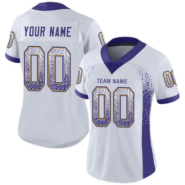 Custom White Purple-Old Gold Mesh Drift Fashion Football Jersey