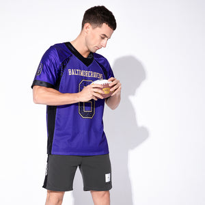 Custom Purple Black-Old Gold Mesh Drift Fashion Football Jersey