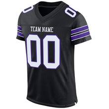 Load image into Gallery viewer, Custom Black White-Purple Mesh Authentic Football Jersey
