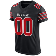 Load image into Gallery viewer, Custom Black Red-White Mesh Authentic Football Jersey
