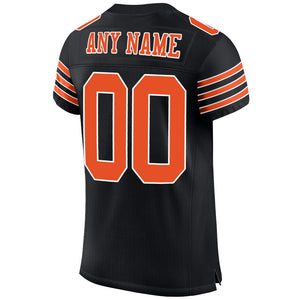 Custom Black Orange-White Mesh Authentic Football Jersey