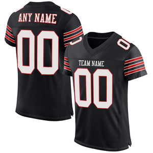 Custom Black White-Scarlet Mesh Authentic Football Jersey