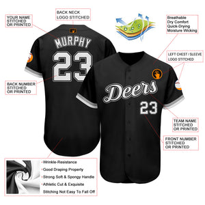 Custom Black White-Gray Authentic Baseball Jersey