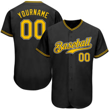 Load image into Gallery viewer, Custom Black Gold-White Authentic Baseball Jersey
