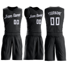 Load image into Gallery viewer, Custom Black White Round Neck Suit Basketball Jersey - Fcustom
