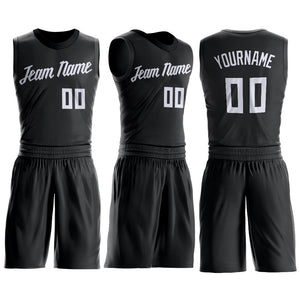 Custom Black White Round Neck Suit Basketball Jersey - Fcustom