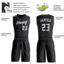 Load image into Gallery viewer, Custom Black White Round Neck Suit Basketball Jersey - Fcustom
