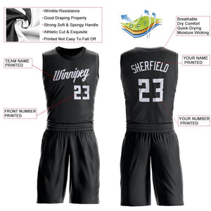 Custom Black White Round Neck Suit Basketball Jersey - Fcustom