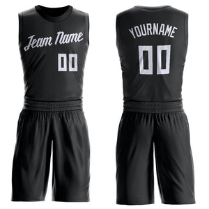 Custom Black White Round Neck Suit Basketball Jersey - Fcustom