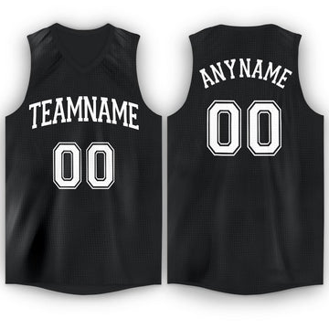 Custom Black White V-Neck Basketball Jersey - Fcustom