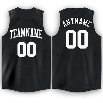 Custom Black White Round Neck Basketball Jersey - Fcustom