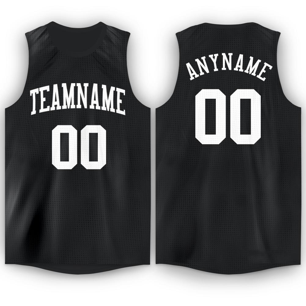 Custom Black White Round Neck Basketball Jersey - Fcustom