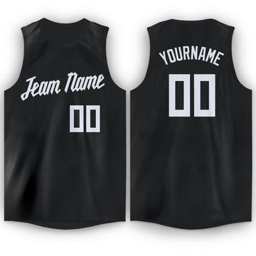 Custom Black White Round Neck Basketball Jersey - Fcustom