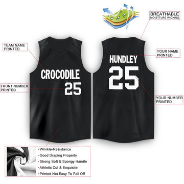 Custom Black White V-Neck Basketball Jersey - Fcustom