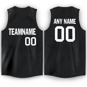 Custom Black White V-Neck Basketball Jersey - Fcustom
