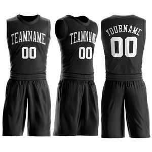 Custom Black White Round Neck Suit Basketball Jersey - Fcustom