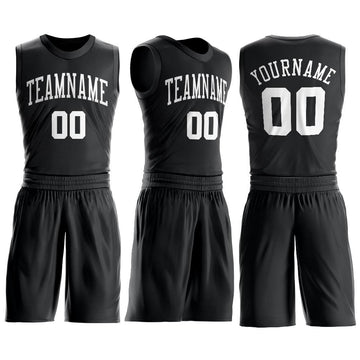 Custom Black White Round Neck Suit Basketball Jersey - Fcustom