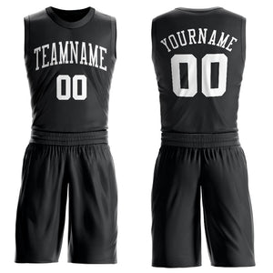 Custom Black White Round Neck Suit Basketball Jersey - Fcustom
