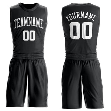 Custom Black White Round Neck Suit Basketball Jersey - Fcustom