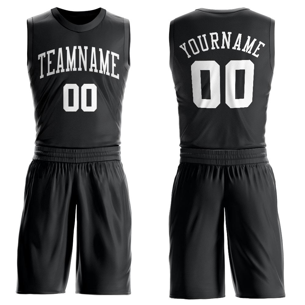 Custom Black White Round Neck Suit Basketball Jersey - Fcustom