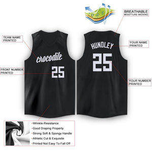Custom Black White V-Neck Basketball Jersey - Fcustom