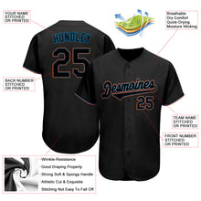 Load image into Gallery viewer, Custom Black Black-Light Blue Authentic Baseball Jersey
