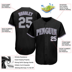 Custom Black Gray-Purple Authentic Baseball Jersey