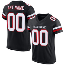 Load image into Gallery viewer, Custom Black White-Red Mesh Authentic Football Jersey
