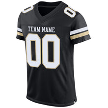 Load image into Gallery viewer, Custom Black White-Vegas Gold Mesh Authentic Football Jersey
