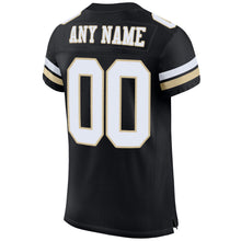 Load image into Gallery viewer, Custom Black White-Vegas Gold Mesh Authentic Football Jersey
