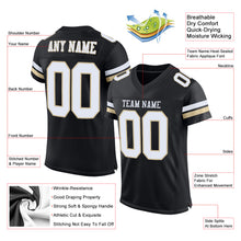 Load image into Gallery viewer, Custom Black White-Vegas Gold Mesh Authentic Football Jersey
