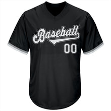 Load image into Gallery viewer, Custom Black White-Gray Authentic Throwback Rib-Knit Baseball Jersey Shirt
