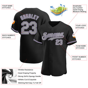 Custom Black Gray-Purple Authentic Baseball Jersey
