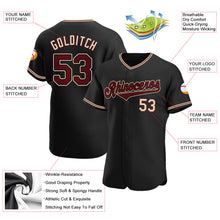 Load image into Gallery viewer, Custom Black Crimson-City Cream Authentic Baseball Jersey
