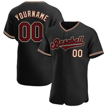 Load image into Gallery viewer, Custom Black Crimson-City Cream Authentic Baseball Jersey
