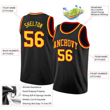 Load image into Gallery viewer, Custom Black Gold-Red Round Neck Rib-Knit Basketball Jersey
